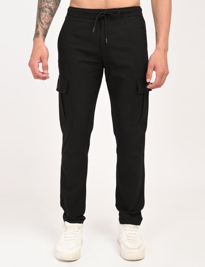 Leo linen Cargo - Black