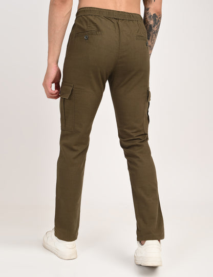 Leo linen Cargo - Olive Green